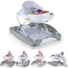 image:imageINFANS Baby Walker 5 in 1 Behind Walker Learning Seated Rocker Bouncer with Removable Music Tray Adjustable Height Washable Seat Cushion Foldable Activity Center for Toddlers DarkLight Gray