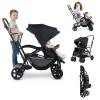 image:imageINFANS Sit and Stand Double Stroller Foldable Tandem with Standing Platform Reclining Backrest Adjustable Handlebar and Footrest Storage Basket 5Point Harnesses Baby Pushchair for ToddlersBlack