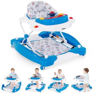 image:imageINFANS Baby Walker 5 in 1 Behind Walker Learning Seated Rocker Bouncer with Removable Music Tray Adjustable Height Washable Seat Cushion Foldable Activity Center for Toddlers DarkUnicorn