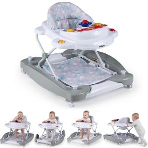 image:imageINFANS Baby Walker 5 in 1 Behind Walker Learning Seated Rocker Bouncer with Removable Music Tray Adjustable Height Washable Seat Cushion Foldable Activity Center for Toddlers DarkLight Gray