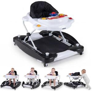 image:imageINFANS Baby Walker 5 in 1 Behind Walker Learning Seated Rocker Bouncer with Removable Music Tray Adjustable Height Washable Seat Cushion Foldable Activity Center for Toddlers DarkDark