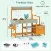 image:imageINFANS Mud Kitchen Outdoor Play Kitchen with Faucet Chalkboard Stoves Removable Sink Cooking Accessories Wooden Kids Kitchen Playset Backyard Garden Toys Gift for Boys Girls Ages 3Natural with Planter Box