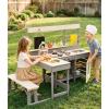 image:imageINFANS Mud Kitchen Outdoor Play Kitchen with Faucet Chalkboard Stoves Removable Sink Cooking Accessories Wooden Kids Kitchen Playset Backyard Garden Toys Gift for Boys Girls Ages 3Natural with Bench