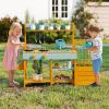 image:imageINFANS Mud Kitchen Outdoor Play Kitchen with Faucet Chalkboard Stoves Removable Sink Cooking Accessories Wooden Kids Kitchen Playset Backyard Garden Toys Gift for Boys Girls Ages 3Natural with Planter Box