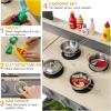 image:imageINFANS Mud Kitchen Outdoor Play Kitchen with Faucet Chalkboard Stoves Removable Sink Cooking Accessories Wooden Kids Kitchen Playset Backyard Garden Toys Gift for Boys Girls Ages 3Natural with Bench