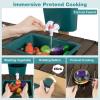 image:imageINFANS Mud Kitchen Outdoor Play Kitchen with Faucet Chalkboard Stoves Removable Sink Cooking Accessories Wooden Kids Kitchen Playset Backyard Garden Toys Gift for Boys Girls Ages 3Dark Green with Planter Box