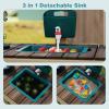 image:imageINFANS Mud Kitchen Outdoor Play Kitchen with Faucet Chalkboard Stoves Removable Sink Cooking Accessories Wooden Kids Kitchen Playset Backyard Garden Toys Gift for Boys Girls Ages 3Dark Green with Planter Box