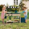 image:imageINFANS Mud Kitchen Outdoor Play Kitchen with Faucet Chalkboard Stoves Removable Sink Cooking Accessories Wooden Kids Kitchen Playset Backyard Garden Toys Gift for Boys Girls Ages 3Dark Green with Planter Box