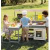 image:imageINFANS Mud Kitchen Outdoor Play Kitchen with Faucet Chalkboard Stoves Removable Sink Cooking Accessories Wooden Kids Kitchen Playset Backyard Garden Toys Gift for Boys Girls Ages 3Natural with Bench