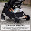 image:imageINFANS Travel Stroller Lightweight Compact Baby Stroller for Airplane with OneHand Fold MultiPosition Recline Canopy 4 Wheel Suspension Storage Basket PinkBlackGreyBlack