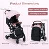 image:imageINFANS Travel Stroller Lightweight Compact Baby Stroller for Airplane with OneHand Fold MultiPosition Recline Canopy 4 Wheel Suspension Storage Basket PinkBlackPinkSilver