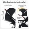 image:imageINFANS Travel Stroller Lightweight Compact Baby Stroller for Airplane with OneHand Fold MultiPosition Recline Canopy 4 Wheel Suspension Storage Basket PinkBlackBlackSilver