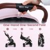 image:imageINFANS Travel Stroller Lightweight Compact Baby Stroller for Airplane with OneHand Fold MultiPosition Recline Canopy 4 Wheel Suspension Storage Basket PinkBlackPinkSilver