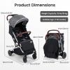 image:imageINFANS Travel Stroller Lightweight Compact Baby Stroller for Airplane with OneHand Fold MultiPosition Recline Canopy 4 Wheel Suspension Storage Basket PinkBlackGreySilver