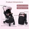 image:imageINFANS Travel Stroller Lightweight Compact Baby Stroller for Airplane with OneHand Fold MultiPosition Recline Canopy 4 Wheel Suspension Storage Basket PinkBlackPinkBlack