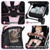 image:imageINFANS Travel Stroller Lightweight Compact Baby Stroller for Airplane with OneHand Fold MultiPosition Recline Canopy 4 Wheel Suspension Storage Basket PinkBlackPinkSilver