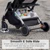image:imageINFANS Travel Stroller Lightweight Compact Baby Stroller for Airplane with OneHand Fold MultiPosition Recline Canopy 4 Wheel Suspension Storage Basket PinkBlackBlackSilver