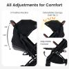 image:imageINFANS Travel Stroller Lightweight Compact Baby Stroller for Airplane with OneHand Fold MultiPosition Recline Canopy 4 Wheel Suspension Storage Basket PinkBlackBlackBlack