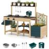 image:imageINFANS Mud Kitchen Outdoor Play Kitchen with Faucet Chalkboard Stoves Removable Sink Cooking Accessories Wooden Kids Kitchen Playset Backyard Garden Toys Gift for Boys Girls Ages 3Dark Green with Planter Box