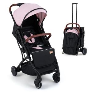 image:imageINFANS Travel Stroller Lightweight Compact Baby Stroller for Airplane with OneHand Fold MultiPosition Recline Canopy 4 Wheel Suspension Storage Basket PinkBlackPinkBlack