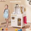 image:imageINFANS Kids Kitchen Playset Toddler Wooden Pretend Cooking Set with Telephone Stove Microwave Storage Cabinet Play Kitchen Toy Set with Toy Food Cookware Accessories for Children Boys GirlsClassic White
