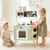 image:imageINFANS Kids Kitchen Playset Toddler Wooden Pretend Cooking Set with Telephone Stove Microwave Storage Cabinet Play Kitchen Toy Set with Toy Food Cookware Accessories for Children Boys Girls2 IN 1 Green