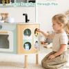 image:imageINFANS Kids Kitchen Playset Toddler Wooden Pretend Cooking Set with Telephone Stove Microwave Storage Cabinet Play Kitchen Toy Set with Toy Food Cookware Accessories for Children Boys Girls2 IN 1 Green