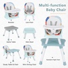 image:imageINFANS 8 in 1 Baby High Chair Convertible Highchair for Babies and Toddlers Infant Dining Booster Seat Building Block Table Kids Stool Table Chair Set with Removable Tray Light PinkBaby Blue