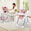 image:imageINFANS High Chair for Babies and Toddlers Foldable Highchair with 7 Different Heights 4 Reclining Backrest Seat 3 Setting Footrest Removable Tray Builtin Rear Wheels with LocksLight Pink