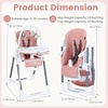 image:imageINFANS High Chair for Babies and Toddlers Foldable Highchair with 7 Different Heights 4 Reclining Backrest Seat 3 Setting Footrest Removable Tray Builtin Rear Wheels with LocksLight Pink