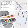 image:imageINFANS High Chair for Babies and Toddlers Foldable Highchair with 7 Different Heights 4 Reclining Backrest Seat 3 Setting Footrest Removable Tray Builtin Rear Wheels with LocksLight Grey