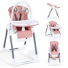 image:imageINFANS High Chair for Babies and Toddlers Foldable Highchair with 7 Different Heights 4 Reclining Backrest Seat 3 Setting Footrest Removable Tray Builtin Rear Wheels with LocksLight Pink
