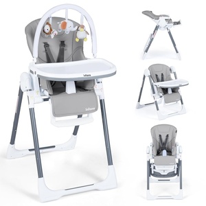 image:imageINFANS High Chair for Babies and Toddlers Foldable Highchair with 7 Different Heights 4 Reclining Backrest Seat 3 Setting Footrest Removable Tray Builtin Rear Wheels with LocksLight Grey