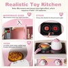 image:imageINFANS Corner Kids Kitchen Playset Toddler Wooden Pretend Cooking Set with Lights Sounds Coffee Machine Washing Dishwasher Stove Removable Sink Storage Simulation Play Kitchen ToyLight Pink