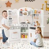 image:imageINFANS Corner Kids Kitchen Playset Toddler Wooden Pretend Cooking Set with Lights Sounds Coffee Machine Washing Dishwasher Stove Removable Sink Storage Simulation Play Kitchen ToyWhite