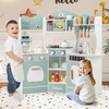 image:imageINFANS Corner Kids Kitchen Playset Toddler Wooden Pretend Cooking Set with Lights Sounds Coffee Machine Washing Dishwasher Stove Removable Sink Storage Simulation Play Kitchen ToyBlue