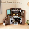 image:imageINFANS Corner Kids Kitchen Wooden Pretend Playset with Telescopic Cart Realistic Lights Sounds Ice Maker Fabric Drawers Microwave Oven Toddler Cooking Toy Gift for Boys Girls Aged 3 WhiteTrash Can Brown