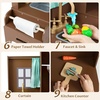 image:imageINFANS Corner Kids Kitchen Wooden Pretend Playset with Telescopic Cart Realistic Lights Sounds Ice Maker Fabric Drawers Microwave Oven Toddler Cooking Toy Gift for Boys Girls Aged 3 WhiteTrash Can Brown