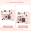 image:imageINFANS Corner Kids Kitchen Wooden Pretend Playset with Telescopic Cart Realistic Lights Sounds Ice Maker Fabric Drawers Microwave Oven Toddler Cooking Toy Gift for Boys Girls Aged 3 WhiteCart Pink