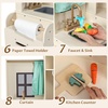 image:imageINFANS Corner Kids Kitchen Wooden Pretend Playset with Telescopic Cart Realistic Lights Sounds Ice Maker Fabric Drawers Microwave Oven Toddler Cooking Toy Gift for Boys Girls Aged 3 WhiteTrash Can Beige