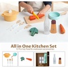 image:imageINFANS Corner Kids Kitchen Wooden Pretend Playset with Telescopic Cart Realistic Lights Sounds Ice Maker Fabric Drawers Microwave Oven Toddler Cooking Toy Gift for Boys Girls Aged 3 WhiteTrash Can Brown