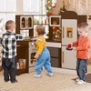 image:imageINFANS Corner Kids Kitchen Wooden Pretend Playset with Telescopic Cart Realistic Lights Sounds Ice Maker Fabric Drawers Microwave Oven Toddler Cooking Toy Gift for Boys Girls Aged 3 WhiteCart Brown