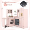 image:imageINFANS Corner Kids Kitchen Wooden Pretend Playset with Telescopic Cart Realistic Lights Sounds Ice Maker Fabric Drawers Microwave Oven Toddler Cooking Toy Gift for Boys Girls Aged 3 WhiteCart Pink