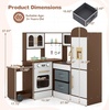 image:imageINFANS Corner Kids Kitchen Wooden Pretend Playset with Telescopic Cart Realistic Lights Sounds Ice Maker Fabric Drawers Microwave Oven Toddler Cooking Toy Gift for Boys Girls Aged 3 WhiteCart Brown