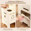 image:imageINFANS Corner Kids Kitchen Wooden Pretend Playset with Telescopic Cart Realistic Lights Sounds Ice Maker Fabric Drawers Microwave Oven Toddler Cooking Toy Gift for Boys Girls Aged 3 WhiteTrash Can Beige