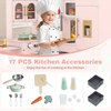 image:imageINFANS Corner Kids Kitchen Wooden Pretend Playset with Telescopic Cart Realistic Lights Sounds Ice Maker Fabric Drawers Microwave Oven Toddler Cooking Toy Gift for Boys Girls Aged 3 WhiteCart Pink