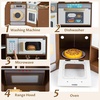 image:imageINFANS Corner Kids Kitchen Wooden Pretend Playset with Telescopic Cart Realistic Lights Sounds Ice Maker Fabric Drawers Microwave Oven Toddler Cooking Toy Gift for Boys Girls Aged 3 WhiteTrash Can Brown