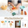image:imageINFANS Corner Kids Kitchen Wooden Pretend Playset with Telescopic Cart Realistic Lights Sounds Ice Maker Fabric Drawers Microwave Oven Toddler Cooking Toy Gift for Boys Girls Aged 3 WhiteTrash Can Beige