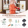 image:imageINFANS Corner Kids Kitchen Wooden Pretend Playset with Telescopic Cart Realistic Lights Sounds Ice Maker Fabric Drawers Microwave Oven Toddler Cooking Toy Gift for Boys Girls Aged 3 WhiteCart Brown