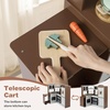 image:imageINFANS Corner Kids Kitchen Wooden Pretend Playset with Telescopic Cart Realistic Lights Sounds Ice Maker Fabric Drawers Microwave Oven Toddler Cooking Toy Gift for Boys Girls Aged 3 WhiteCart Brown